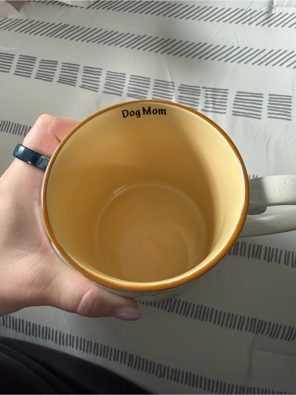 Dachshund Ceramic Coffee Mug in Cream with Yellow and Gray Dogs